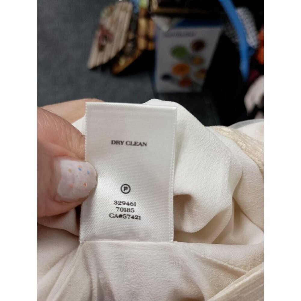 Ann Taylor Womens A-Line Mini Skirt Size 8 Cream Striped Shimmery Side Zip NEW - Picture 10 of 10